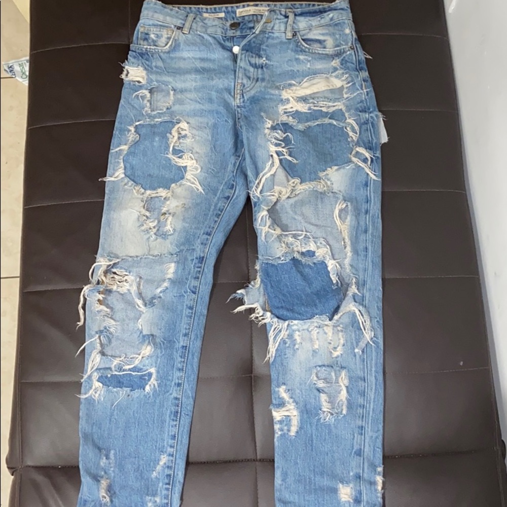 Blue ripped jeans
